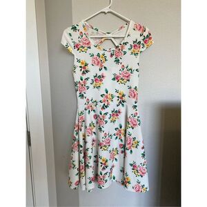 💐🪷Pinc Floral Stretch Dress with Open Back